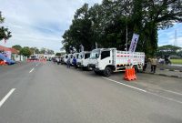Puluhan Truk untuk Operasional KDKMP yang Terparkir di Depan Pendopo Bupati Lebak, Senin (6/4/2026).
