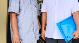 Ketua PLBH Langit Biru Cabang Pandeglang, Alfa Febri Ramadhan didampingi Advokat PLBH Langit Biru Cabang Pandeglang, Dede Sulaeman.