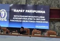 Rapat paripurna DPRD Lebak terkait penyampaian nota pengantar bupati atas Raperda APBD 2027 dan pandangan umum fraksi ditunda, Senin (28/9/2026). Bupati dan Wakil Bupati Lebak tidak hadir dalam rapat tersebut. Sejumlah anggota DPRD menyoroti minimnya kehadiran jajaran Pemkab Lebak.